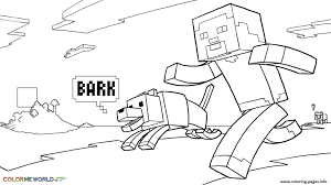 Steve With Dog Coloring Page Minecraft Coloring Pages Coloring Pages For Kids Coloring Books