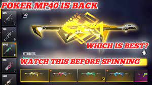 The poker mp 40 in free fire has been brought back by the developers and it is one of the much sought after cosmetic, so fans are excited over this. Free Fire Which Poker Mp40 Gun Skin Is Best To Get Tricks Tamil Watch This And Spin In Incubator Youtube