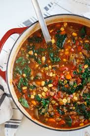 Cook 1 1/2 cups of couscous in water according to package directions. One Pot Spicy Sausage And Kale Soup Eat Yourself Skinny