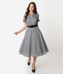 Black And White Gingham Dress I Love Lucy X Unique Vintage Black White Gingham Ethel Swing Dress In 2020 Swing Dress Unique Dresses Dresses