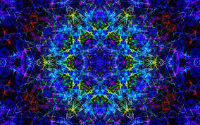 Decorative surreal original pattern.vector shamanic fantasy fractal illustration. Psychedelic Trippy Blue Background Novocom Top