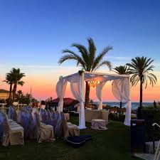 Beautiful Sunset With Wedding Blessing Set Up At Estrella Del Mar Del Mar Beach Wedding Venues Beach Beach Wedding