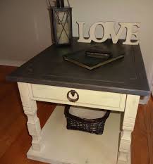 Cream End Table With A Dark Brown Top End Tables Dark Brown Top Home Decor
