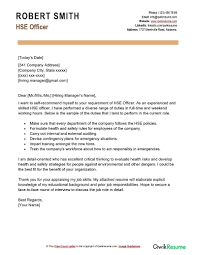 Hse Officer Cover Letter Examples - Qwikresume