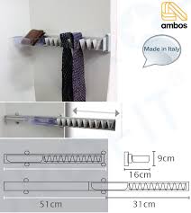 The rack pulls out from the depths of the closet, allowing the owner to bring his collection forward for ease in selecting the perfect necktie. Zth Pull Ambos Tie Hanger Pull Out Eurofit Hardware