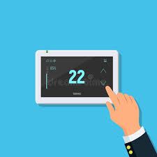 Analog thermostats have a much higher variance than digital ones, making digital thermostats much more accurate. Modern Digital Touchscreen Thermostat Close Up Of Person Hand With Temperature Controller Stock Vector Illustration Of Climate Screen 102323984