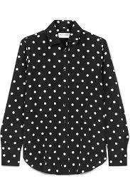 Black And White Polka Dot Shirt Womens Black Polka Dot Silk Shirt Saint Laurent Dot Print Shirt Polka Dots Black And White Tops