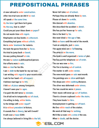 A prepositional phrase is a collection of words made up of a preposition followed by a noun, noun phrase, or noun clause which serves as the object of that preposition. Prepositional Phrase Definition Rules Examples Of Prepositional Phrases 7esl Prepositional Phrases English Phrases Prepositional Phrases Worksheets