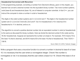 Solved Hexadecimal Conversion With Recursion In The Progr Chegg Com