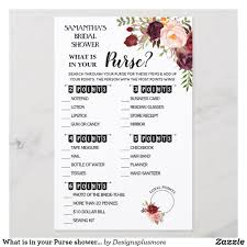 What Is In Your Purse Shower English Spanish Game Zazzle Com In 2020 Spanish Games Bridal Shower Games Bridal Shower