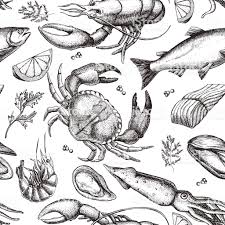Illustration Vectorielle Dessines A La Main Motif De Poissons Et Fruits De Mer Illustratio Illustration Vintage Illustration Vectorielle Dessins Sur Les Mains