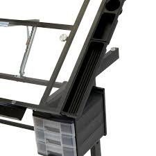 Puzzle solving the glass draft table from vision craft station!! Vision 2 Piece Craft Center With Drawing Table And Stool In Black Clear Glass Item 10061 Studio Designs