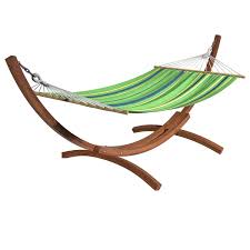 Sienna stripe quilted hammock with steel stand & pillow. Corliving Wood Canyon Free Standing Patio Blue And Yellow Hammock Walmart Canada