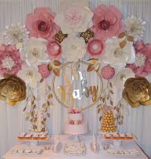 Oh Baby Pretty Pink And Gold Flower Wall Set Up For Baby Shower 3 Ottawa Ontario Baby Shower Flowers Decoracion Baby Shower Baby Shower Decorations