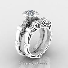 Unique Artistic Wedding Band Engagement Rings Etsy Handmade Vintage Antiqu White Diamond Rings Engagement Engagement Rings Wedding Bands Set Wedding Ring Bands