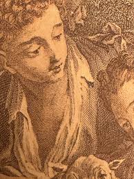 Rare 18th Century Circa 1755 Original Engraving in Ornate Gold Frame