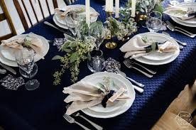 Navy And Neutrals Dinner Party Lemon Thistle Dinner Party Table Christmas Decorations Dinner Table Party Table Settings