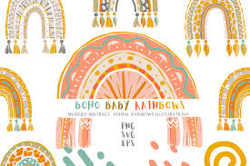 Download African Safari Cute Baby Animals Boho Abstract Rainbows Set 645984 Illustrations Design Bundles