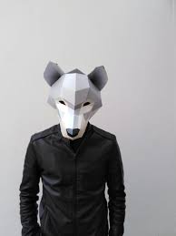 To create the wolf's hair, you should use the glue and many brown wool to cover all the mask! Paper Shapes On Twitter Lobo Mask Papershapes Diy Lobo Wolf Mask Papercraft Lowpoly Etsy Buy Https T Co Rev1gsmx39