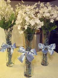 Dollar Store Bud Vase Two Dollar Flowers From Michael S One Dollar Ribbon 4 00 For Baby Shower Cent Bud Vases Baby Shower Centerpieces Floral Arrangements