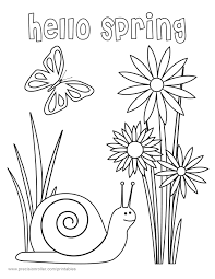 Color pictures of baby animals, spring flowers, umbrellas, kites and more! Hello Spring Coloring Page Precision Printables
