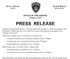 We take pride in being a municipality that plays a vital role in our community! Wellsville Regional News Dot Com Allegany County Jail Inmates Face Drug Charges