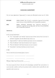 Car Lease Agreement With Car Owner Templates At Allbusinesstemplates Com