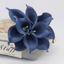The uniforms proved so popular that the color was eventually adopted by navies around the world. Navy Blue Calla Lilies Wedding Flower Artificial Real Touch Etsy