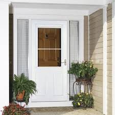 Rolling screen doors provide solar, security and storm protection. Larson Timberline Screenaway Retractable Screen Highview Storm Door At Menards