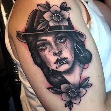 Neotraditional Girl Portrait Tattoo Girl Back Tattoos Traditional Tattoo Woman Face