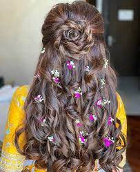 When In Doubt Braid Your Hair And Add Flowers These Bridal Hairstyles Are Perfect For A Summer Wed Hair Styles Open Hairstyles Indian Wedding Hairstyles