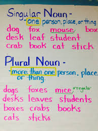 Singular Nouns Plural Nouns Anchor Chart Language Arts