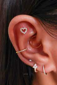 Cute Multiple Cartilage Ear Piercing Ideas Heart Cross Earring Studs Hoop Rings Www Impuria Com Ear Piercings Cross Earrings Studs Ear Piercings Helix