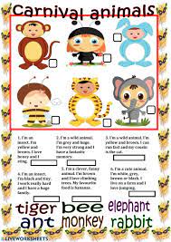 Carnival Animals Interactive Worksheet Animal Worksheets Carnival Of The Animals English Conversation For Kids