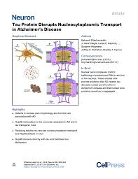 PDF) Tau Protein Disrupts Nucleocytoplasmic Transport in Alzheimerrs Disease