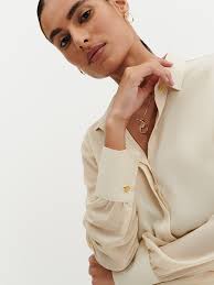 Camisa social feminina com Mangas Transparentes Aveia Inara