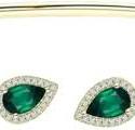 Amazon.com: Pear Cut Halo Style Green Emerald Cuff Bangle ...