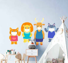 A wide range of animals is available from household pets like cats and dogs to wild animals to sea life. Animals Wearing Face Masks Bedroom Wall Sticker Tenstickers