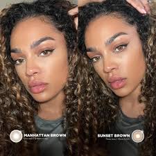 Sunset Brown: the perfect chestnut brown lenses 🌰⁠ ⁠ With a hazel inner  tone, this lens will create the perfect blend with your natural eye colour  👀⁠ ⁠ 🌟 Three tones to