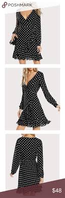 Black And White Polka Dot Long Sleeve Dress Last One Black White Polka Dot Wrap Dress Boutique Dress Sleeve Styles Long Sleeve Short Dress Long Sleeve Wrap Dress