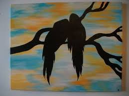 Silhouette Bird Paintings On Canvas Birds Silhouettes Canvas Acrylic Painting 16 X20 Les Amoureux The Lovers Lovely Sweet Silhouette Canvas Bird Paintings On Canvas Acrylic Painting Canvas