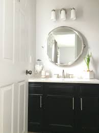 We went for a striking mix of black and white Pottery Barn Round Kensington Mirror Round Mirror Bathroom Round Bathroom Bathroom Mirror