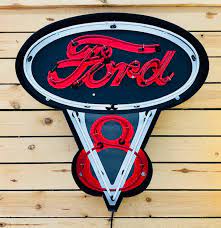 These works of retro art come in a variety of themes and styles, including hot rods and classic cars, diner food, beer, poker, billiards and tons more; Ford V8 Neon Sign 70cm Stefvintagestore
