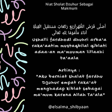 Sebelum melaksanakan ibadah sholat wajib lima waktu (fadlu 'ain), wajib kiranya mensucikan diri dari najis dan hadats dengan mengambil air wudlu. Niat Sholat Dzuhur Sebagai Makmum Ø§ Øµ Ù„ Ù‰ Ù Ø± Ø¶ Ø§Ù„Ø¸ Ù‡ Ø± Ø§ Ø± Ø¨ Ø¹ Ø± Ùƒ Ø¹ Ø§Øª Ù… Ø³ Øª Ù‚ Ø¨ Ù„ Ø§Ù„ Ù‚ Ø¨ Ù„ Ø© Ø§ Ø¯ Ø§Ø¡ Ù… Ø£ Ù… Ùˆ Ù… Ø§ Ù„Ù„Ù‡ Øª Ø¹ Ø§Ù„ Ù‰ Ushalli Allah Empati