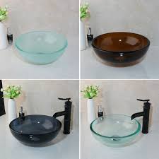 small round bathroom glass basin vessel