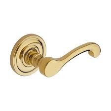 To install the lever, you insert the. Baldwin 5445v030priv Polished Brass 5445 Series Privacy Door Lever Set With Round Rose From The Estate Collection Handlesets Com