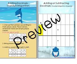 Decimal Addition And Subtraction Mini Anchor Charts