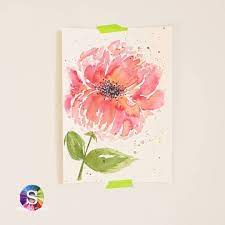 مساء الورد والورود والسعادة وردة البيوني الي استمتعت برسمها معكم بقصتي peony in loose watercolor watercolor flowers diy crafts painting