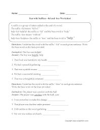 Fun With Suffixes Ful And Less Worksheets Base Words Suffixes Worksheets Kindergarten Math Practice