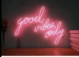 Neon tropical frame with monstera, flowers, tropical leaves of palm tree in fluorescent violet, pink, blue, yellow and green colors. Good Vibes Only Custom Design Led Neon Signs Portable Wireless With Acrylic Base In 2021 Neon Sign Bedroom Neon Room Decor Neon Room